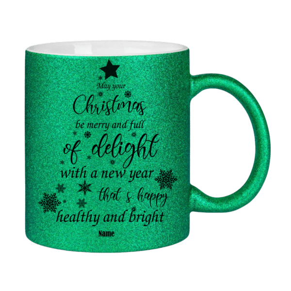 Keramiktasse grün "Weihnachtsbaum personalisierbar"