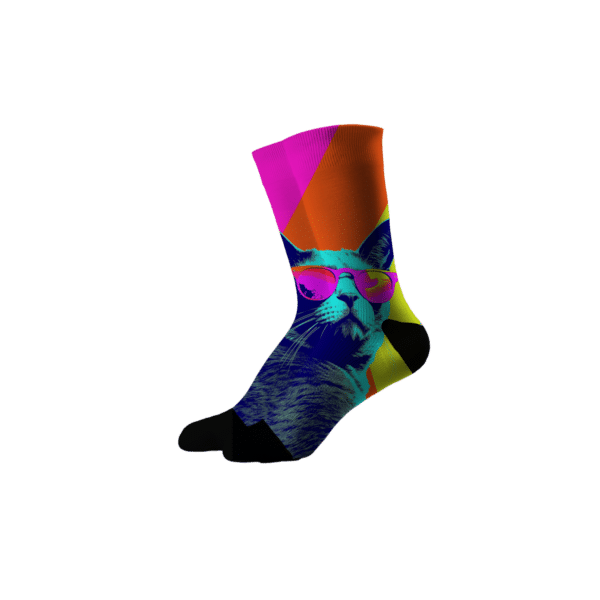Stylische Socken mit coolem Katzenmotiv und Sonnenbrille – Bild 2