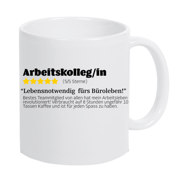 Keramiktasse "Arbeitskolleg:in mit 5 Sternen"